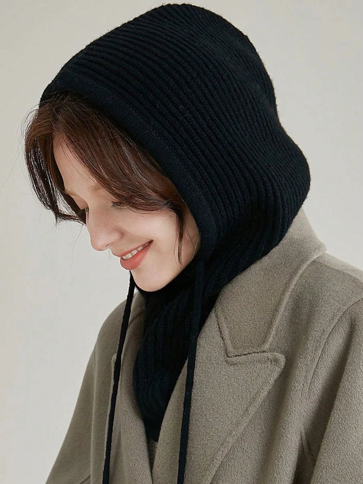 Winter Balaclava Hat for Men&Women Knitted Hooded Cap Outdoor Windproof Drawstring Hat One-Piece Neck Beanie Capofficial website