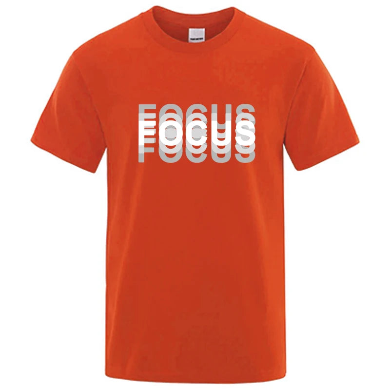 Summer Men's Cotton Blend High Quality Casual Sports Loose Cool Fashion Funny Focus Print Round Neck Short Sleeved T-shirt Tops
