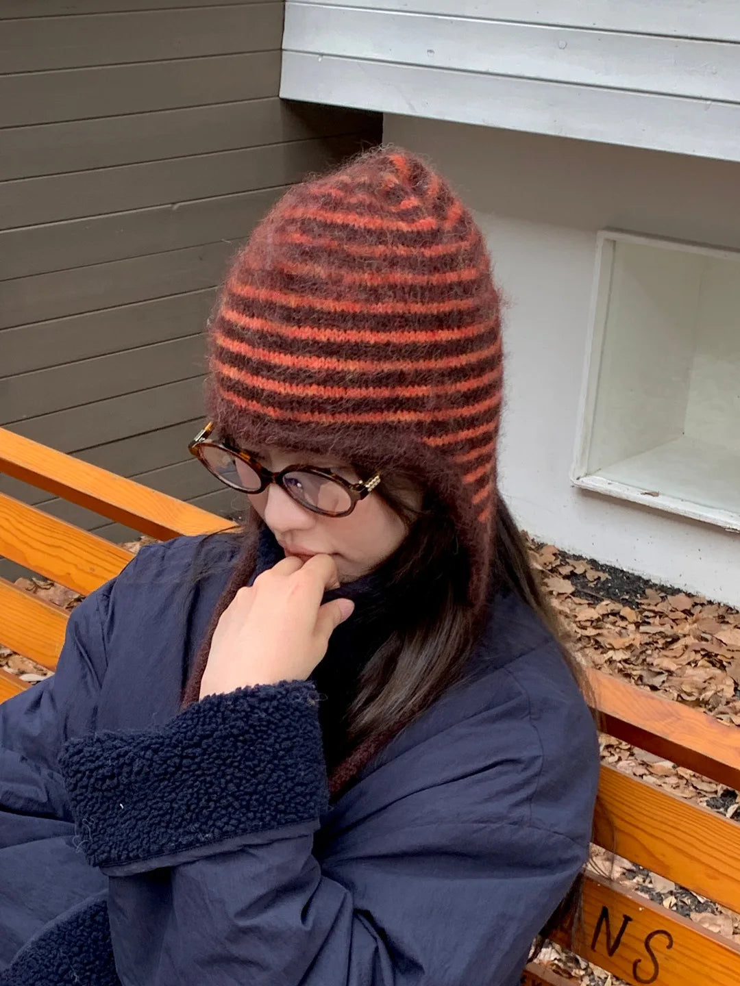 Winter Hat Women Wool Knitted Striped Beanie Baggy Cap Warm Windproof Outdoor Ski Balaclava Casual New