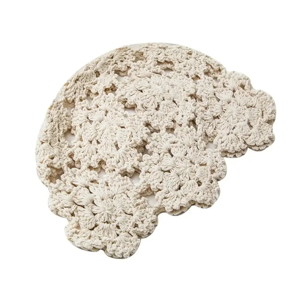 Women's Hollowed Out Knitted Hat Casual Beret Cap Fashion Flowers Breathable Skullies Hat Sun Visor Summer Headwear