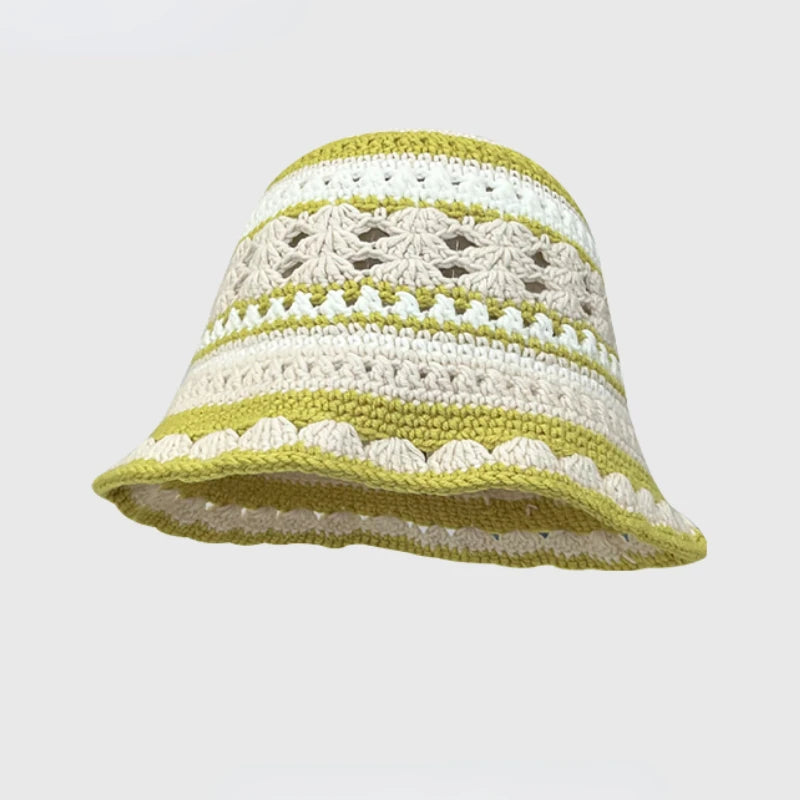 2025 Autumn New Crochet Korean Handmade Bucket Hat Women Weaving Knitted Hat Y2k Fashion Flowers Autumn Winter Beanies Basin Cap