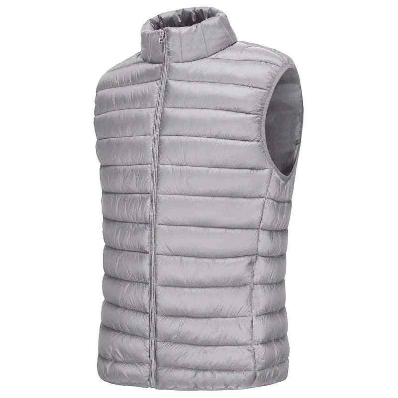 Autumn Men's Casual Vest Lightweight Sleeveless Jacket Full Zipper Outerwear Vest Outdoor Cotton Vest with Pockets