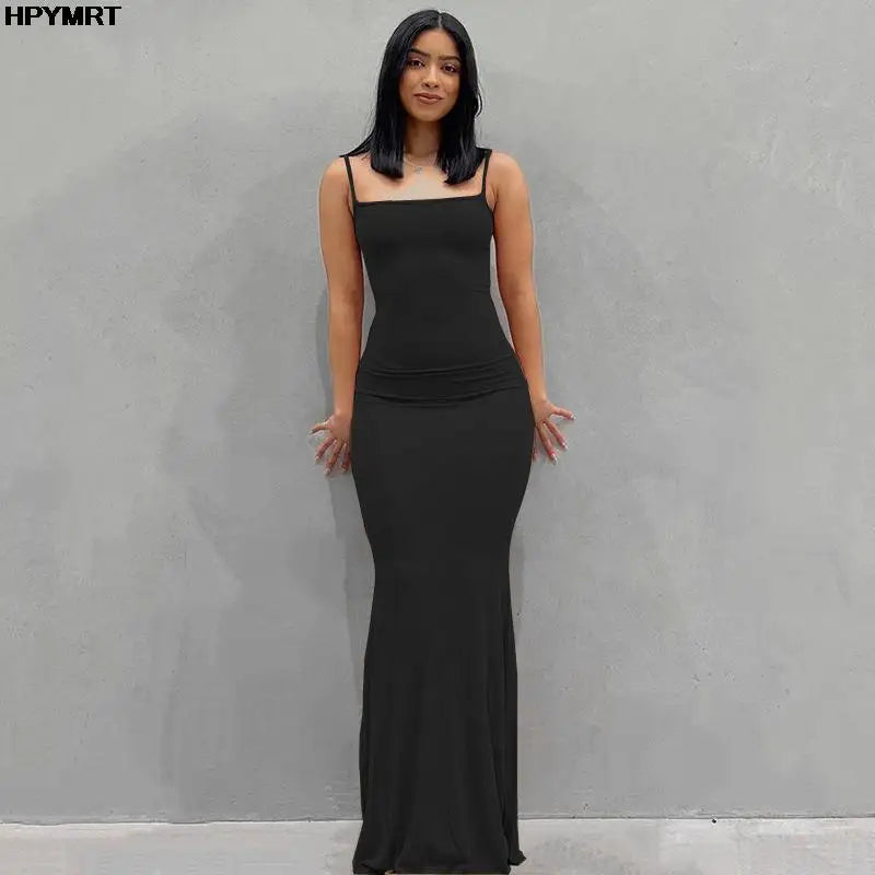 Satin Slip Sleeveless Backless Slim Sexy Maxi Dress 2022 Spring Women Party Y2K Concise Bodycon Elegant Dresses Female Clothing
