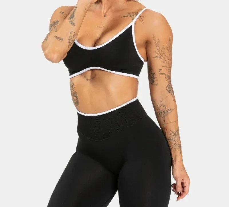 Women Solid Color Gym Sports Bra Summer Yoga Fitness Top Sexy Backless Knit Bra with Chest Cushion Suspender Breathable Bra