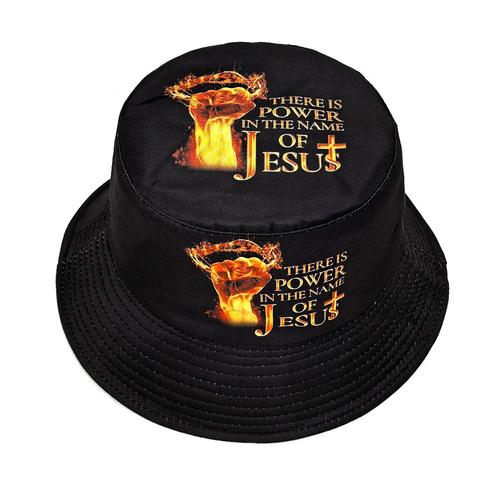 Europe and America Retro Nostalgic 90s Tape Pattern Bucket Hat Female Double Sided Spring and Summer Outdoor Sunscreen Sun Hat