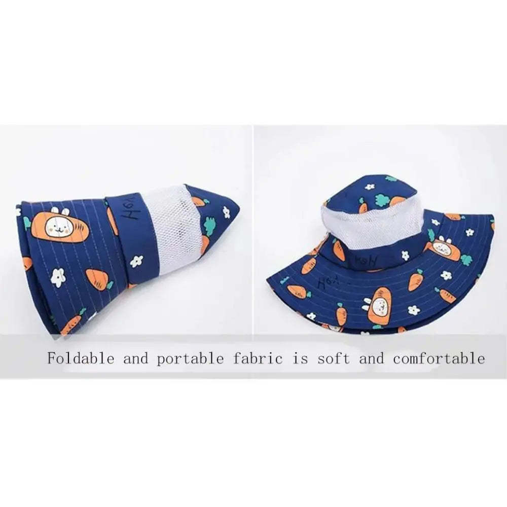 Cartoon Print Baby Sunshade Hat New Mesh Wide Brim Kids Fisherman Hat Breathable Sunshade Hat For Boys Girls