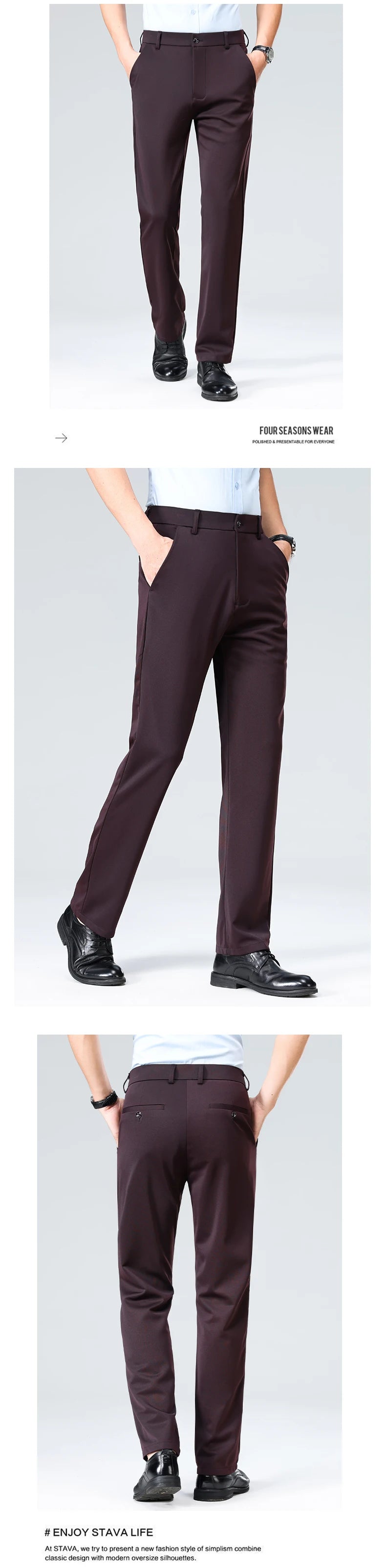 29-42 Men's Summer Pants Thin Straight Stretch Casual Pants with No Trace No Ironing Fabric Silky and Cool Feeling