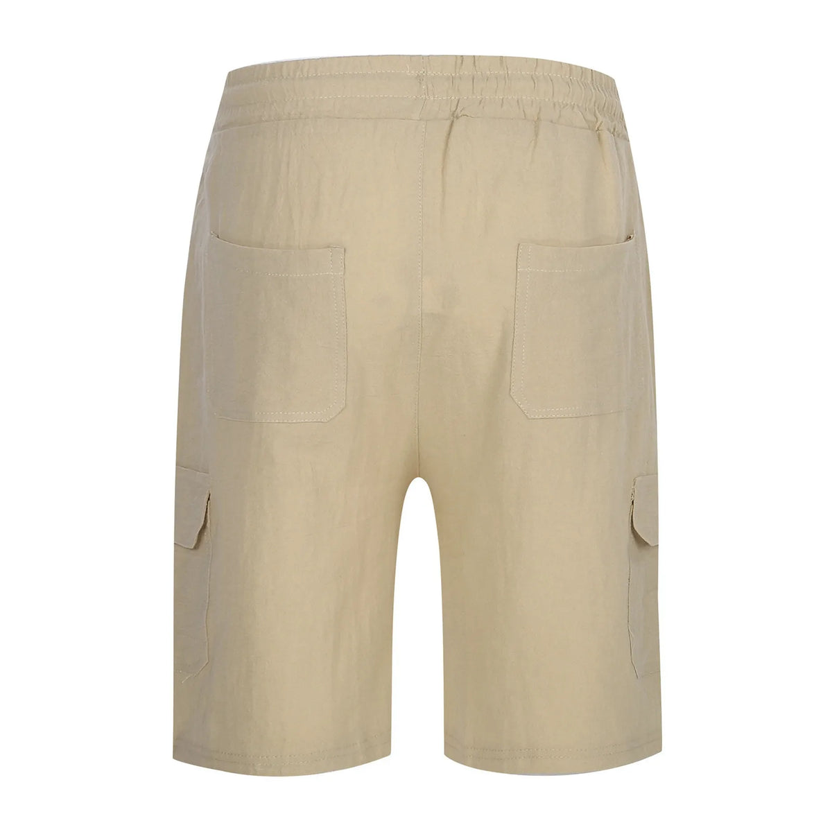 Men Spring And Summer Pant Casual All Solid Color Cotton Linen Loose Trouser Fashion Pockets Wide Leg High Waist A-word Shorts