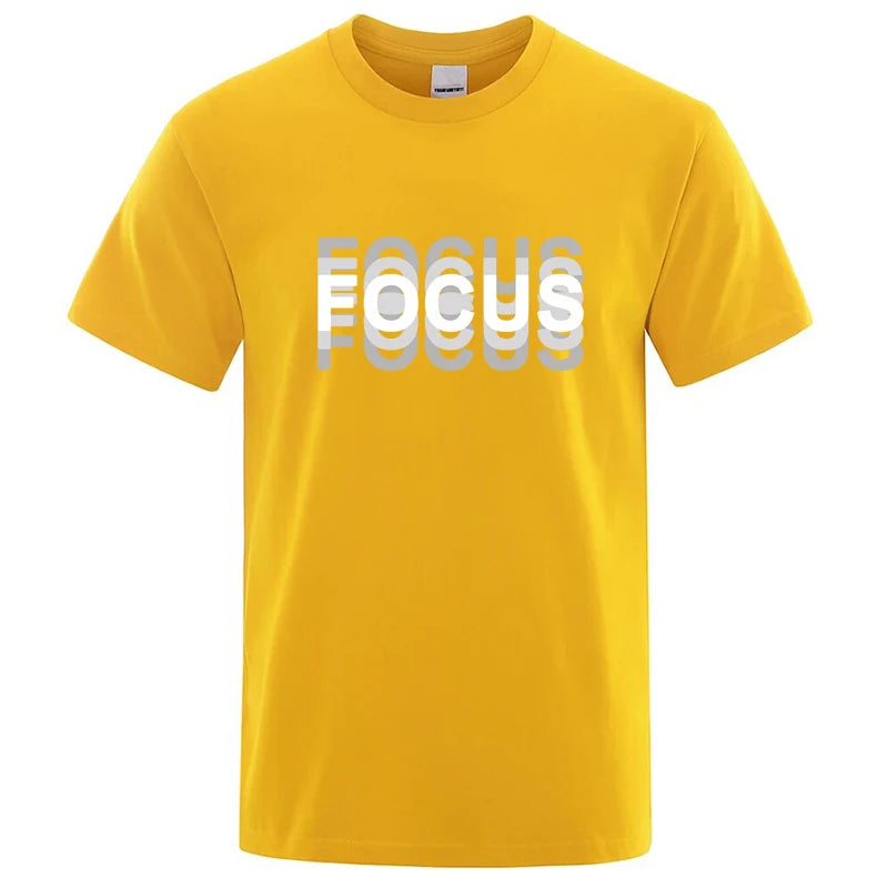 Summer Men's Cotton Blend High Quality Casual Sports Loose Cool Fashion Funny Focus Print Round Neck Short Sleeved T-shirt Tops