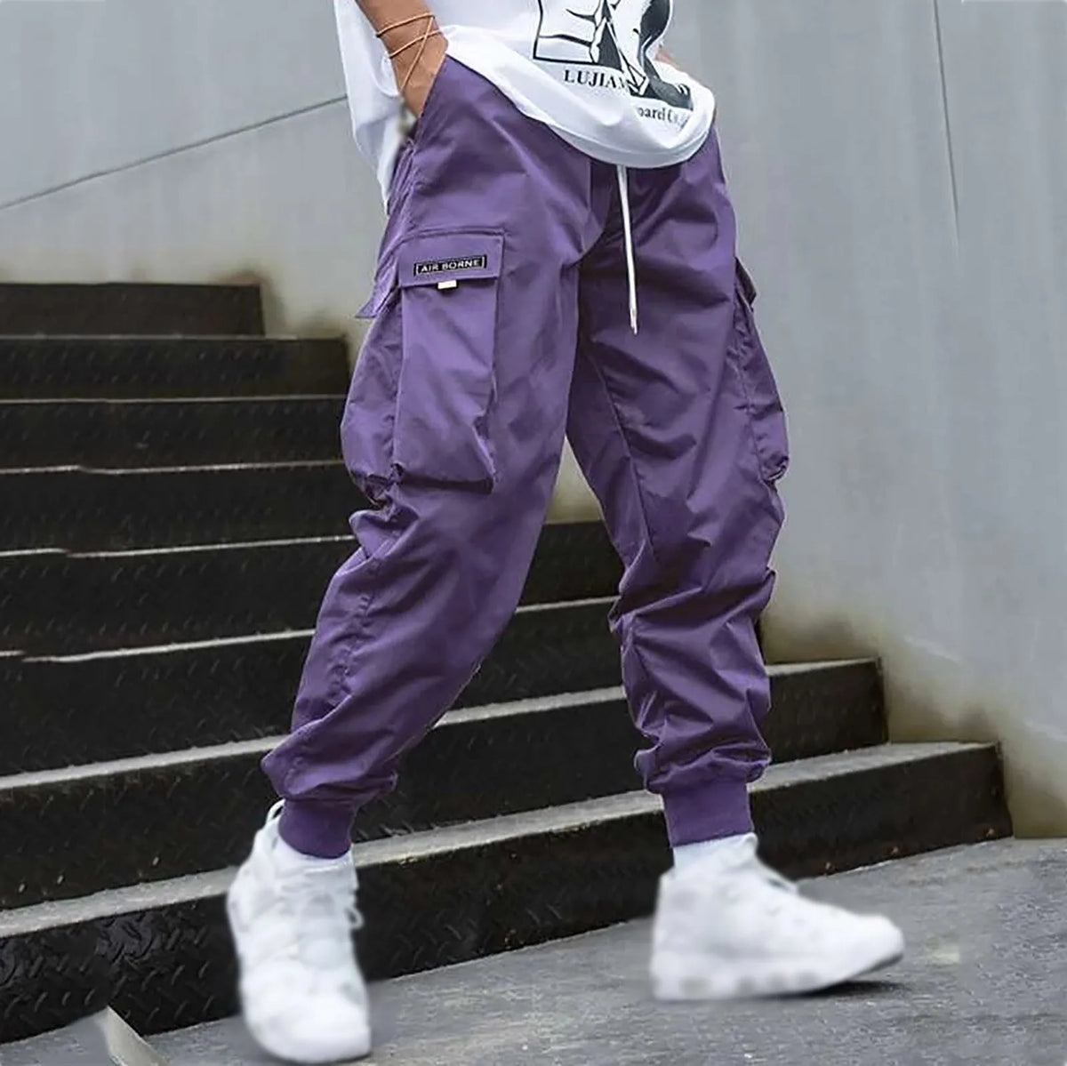 New Men's Casual Jogging Cargo Pants Solid Drawstring Sports Pants WIth Pockets Men Trousers Streetwear Hip-Hop Halen Pants