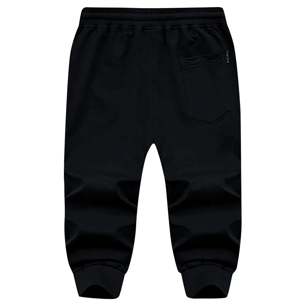 Men's Jogging Bottoms Cotton Hiking Trousers Outdoor Drawstring Elastic Camping Trekking Men Plus Size Workout Gym Short Pants