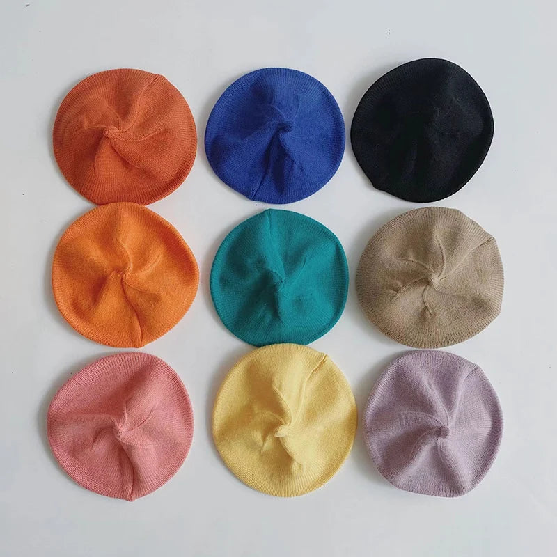 Fashion Cute Baby Knitted Beret Hat Solid Color Children's Warm Hats Autumn Winter Cap For Kids Outdoor Bonnet Accessories Gift