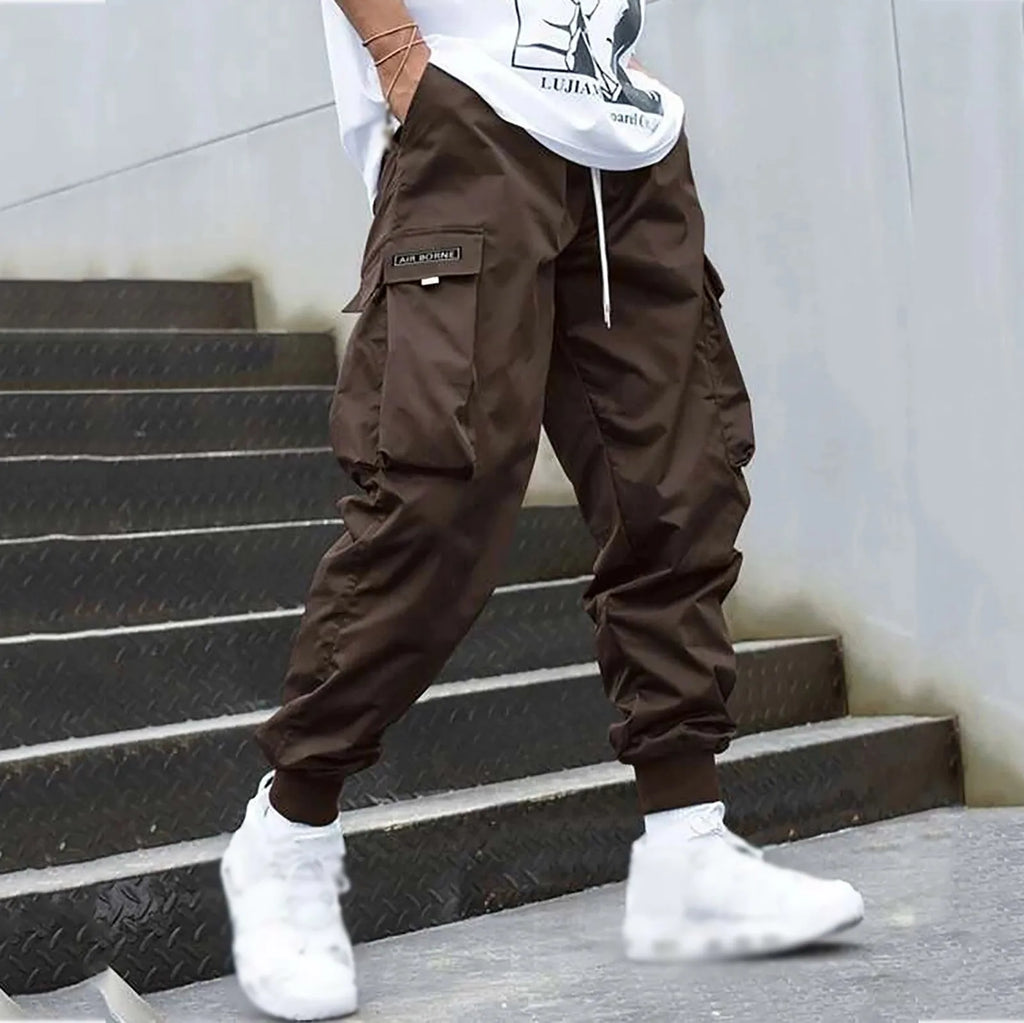 New Men's Casual Jogging Cargo Pants Solid Drawstring Sports Pants WIth Pockets Men Trousers Streetwear Hip-Hop Halen Pants