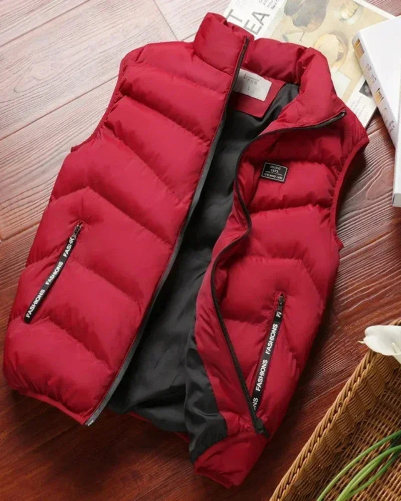 2025 New Puffer Sleeveless Coats Mens Solid Color Down Jacket Winter Warm Vest Jacket Men Waistcoat Outwear Windbreaker Clothing