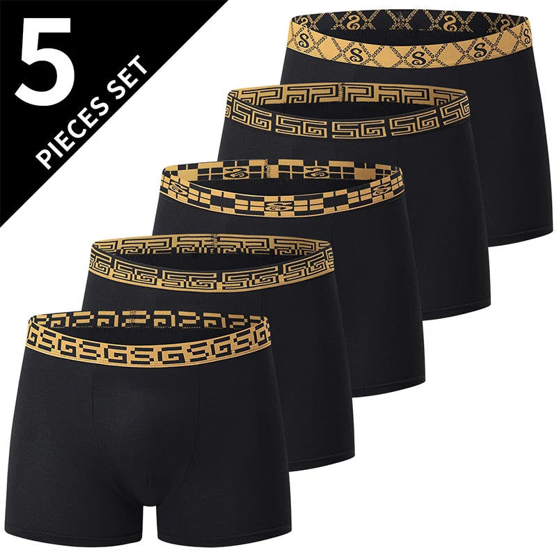 5 /10 Pack Men's Black Gold Printed Boxer Underwear Comfortable And Versatile Plus Size Sexy Young Men's Leisure Sports Beach sh