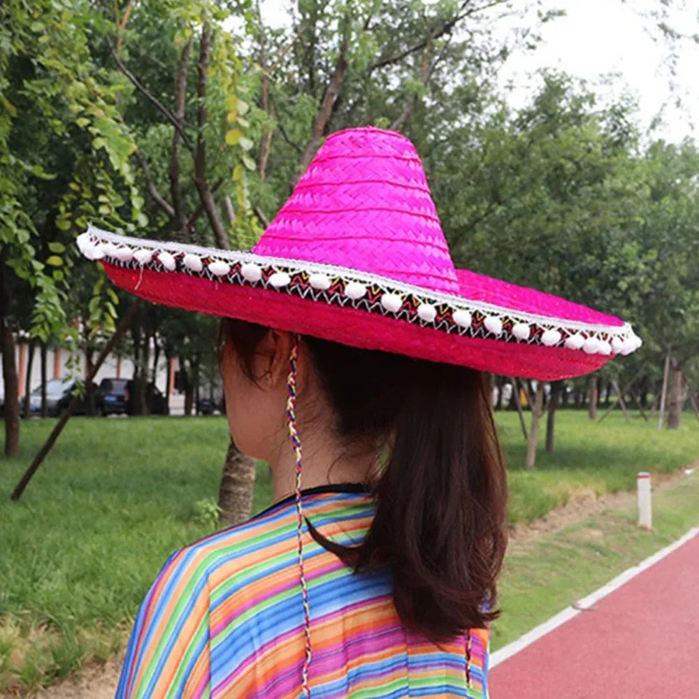 Summer Colorful Wide Brim Mexican Party Hat Halloween Sombrero Straw Hats Decor Party Beach Hat Men