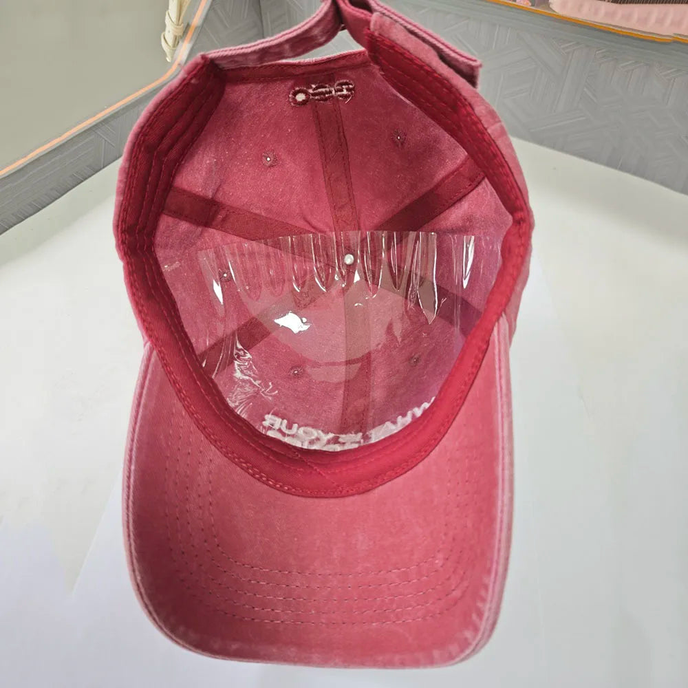 Hot-selling 2 Styles Washed Cotton Baseball Cap With Printed Distressed Soft Top Denim Hat Vintage Hat For Men & Women